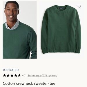 Men’s J. Crew Forest Green Cotton Crewneck Sweater-Tee